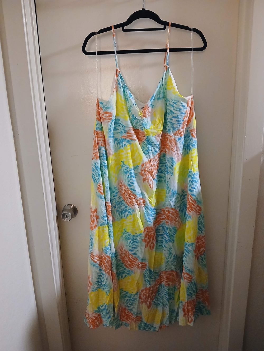 Colorful Tie-Dye Maxi Slip Dress - Yellow, Blue & Orange